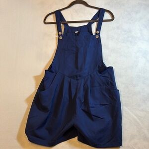 VIRAL TIK TOK Navy Blue Buttoned Overalls